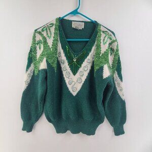 Christine Vintage Knit Sweater Metallic Detail Angora Blend  Women's Size S